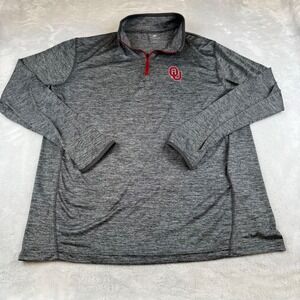 Oklahoma Sooners Colosseum Pullover Gray Red Quarter Zip Men's‎ Size L